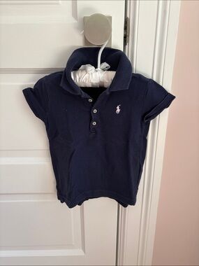 Ralph Lauren Navy Polo with Pink Pony Logo - Kids